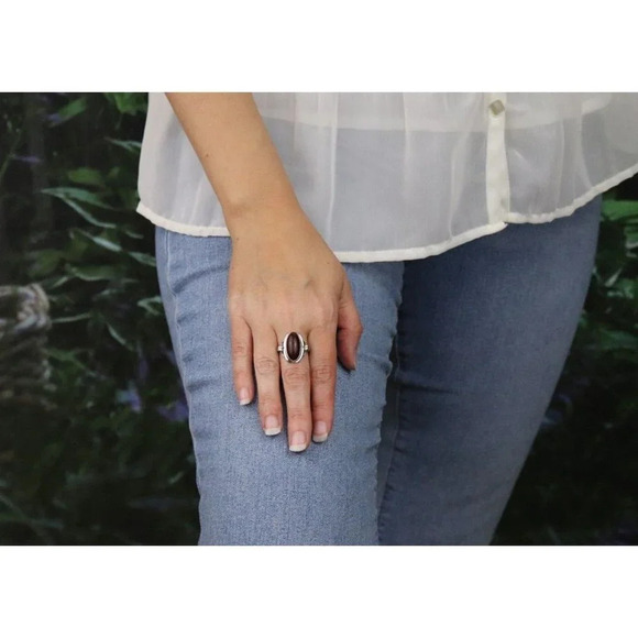 14K White Gold Carnelian Ring Size 7 1/2 - Picture 3 of 8